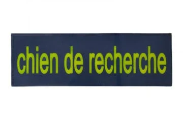 "Chien de recherche" identification patch for clothing with Velcro backing