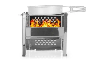 Portable Stainless Steel Outdoor Camping Grill, Foldable, for Wood and Charcoal