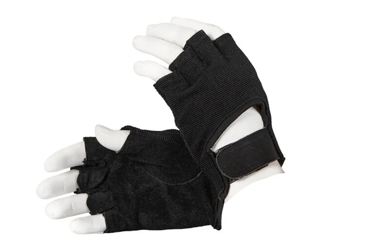 Unisex Gym Training Gloves – Half-Finger Gloves – Nylon/Suede 01 Trainingshandschuhe Metal Badge