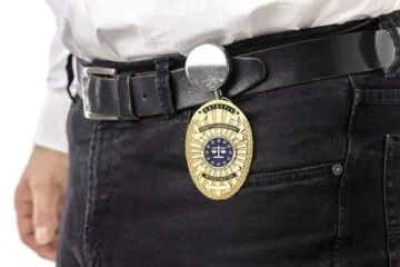 Approach belt clip with retractable badge investigator EU, engraving