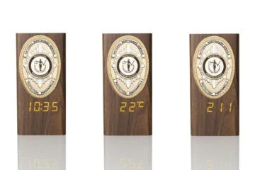 “Ambassador” Wooden Pen Holder with Metal Badge and Multifunction Clock Bodyguard