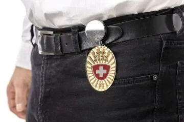 Approach belt clip with retractable badge Switzerland Fan Badge