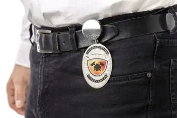Approach belt clip with retractable badge Firefighter, engraving