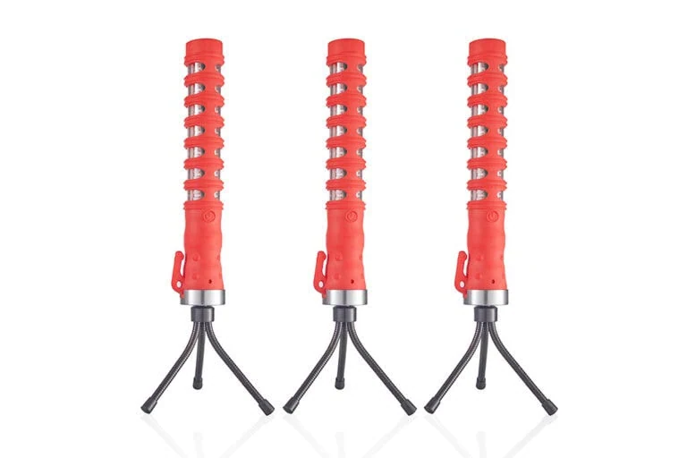 3x warning light LED Flare Sticks red with charging case 03 Warnleuchte Metal Badge