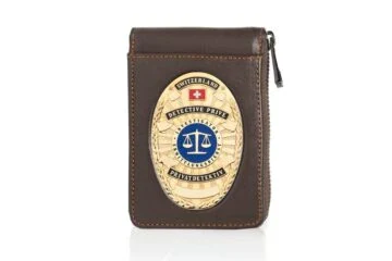 Leather pouch "Award" private investigator Switzerland, engraving