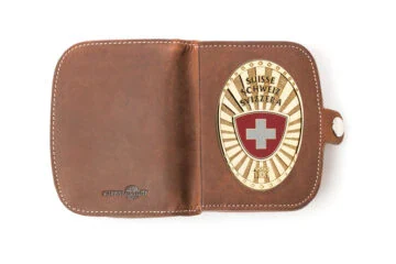 Leather case "Traveler" Switzerland Fan Badge