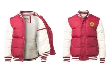 Stylish down jacket made of microfiber red / white