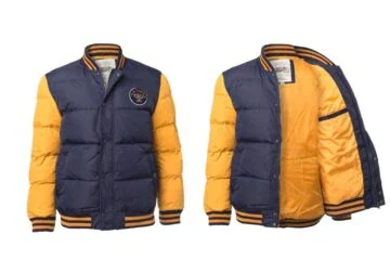 Stylish down jacket made of microfiber yellow / blue