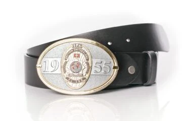 Clasp "Buckle" IPA Switzerland in gold gloss-silver matt, with leather belt