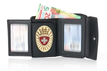 Leather wallet "Durable" Switzerland Fan Badge