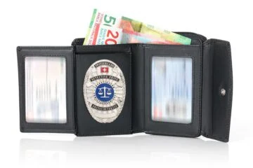 Leather wallet "Durable" private investigator Switzerland, engraving