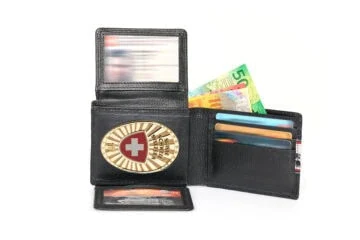 Leather wallet "Swiss Folklore line" Switzerland Fan Badge