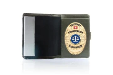 Leather case "Priority" private investigator Switzerland, engraving