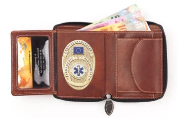 Leather wallet "Camouflage" Paramedic, engraving