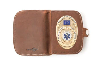 Leather case “Traveler” Coin thrower Paramedic, engraving