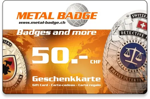 Collect loyalty points with every purchase CHF 50 Karte Treue Metal Badge