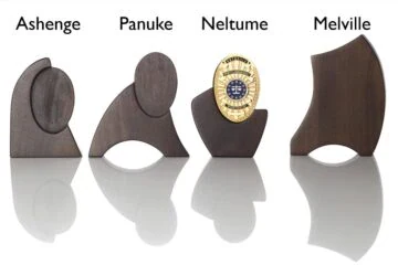 Wood (Walnut) with base investigator EU, engraving