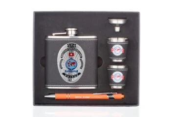 Stainless steel Hip Flask Gift set 170 ml, with 2 cups, a funnel and a ballpoint pen