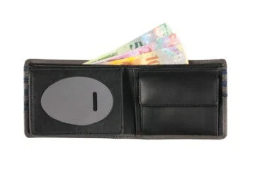 Leather wallet "Trendy" without badge (grey /blue)