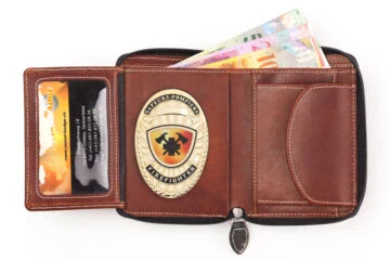 Leather wallet "Camouflage" Firefighter, engraving