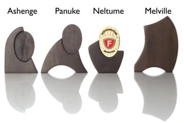 Wood (Walnut) with base Volunteer Fire Brigade, engraving