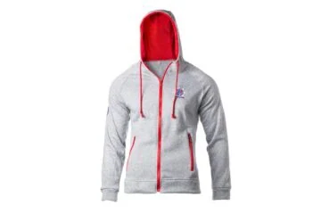 IPA Kapuzen-Pullover / Hoodie grau / rot