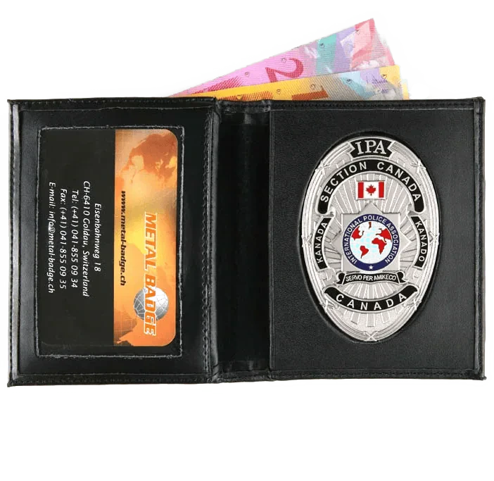 Badge with leather case