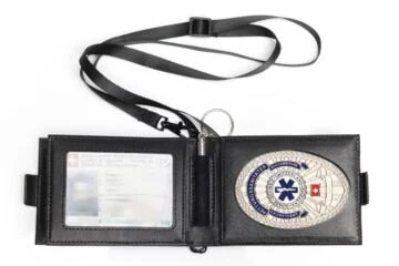 "Blue Line" leather pouch Paramedic Switzerland, engraving