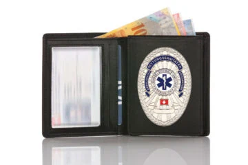 Leather wallet "Official" Paramedic Switzerland, engraving