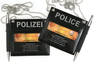 POLICE / POLIZEI case, double-sided, silver with pen holder
