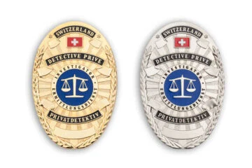 Badge private investigator Switzerland, engraving possibility, without wallet