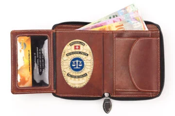 Leather wallet "Camouflage" private investigator Switzerland, engraving