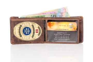 Leather wallet "Liberty" private investigator Switzerland, engraving