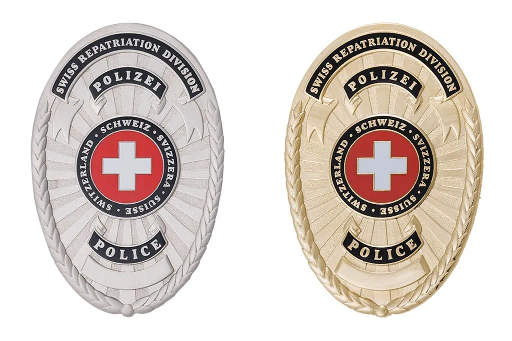Our references repatriation schweiz L Metal Badge