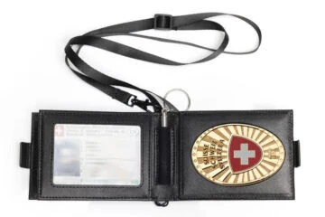 "Blue Line" leather pouch Switzerland Fan Badge