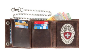Leather wallet "Biker" Switzerland Fan Badge