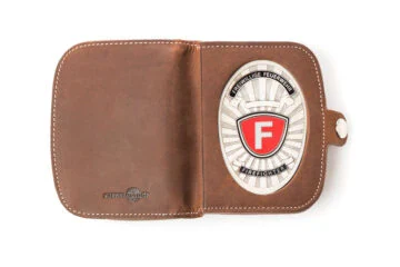 Leather case “Traveler” Coin thrower Volunteer Fire Brigade , engraving